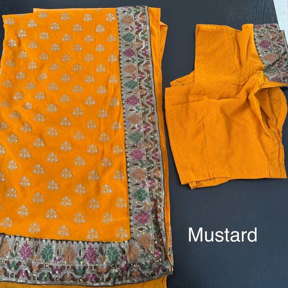 Elegant Multicolor Embroidered Saris